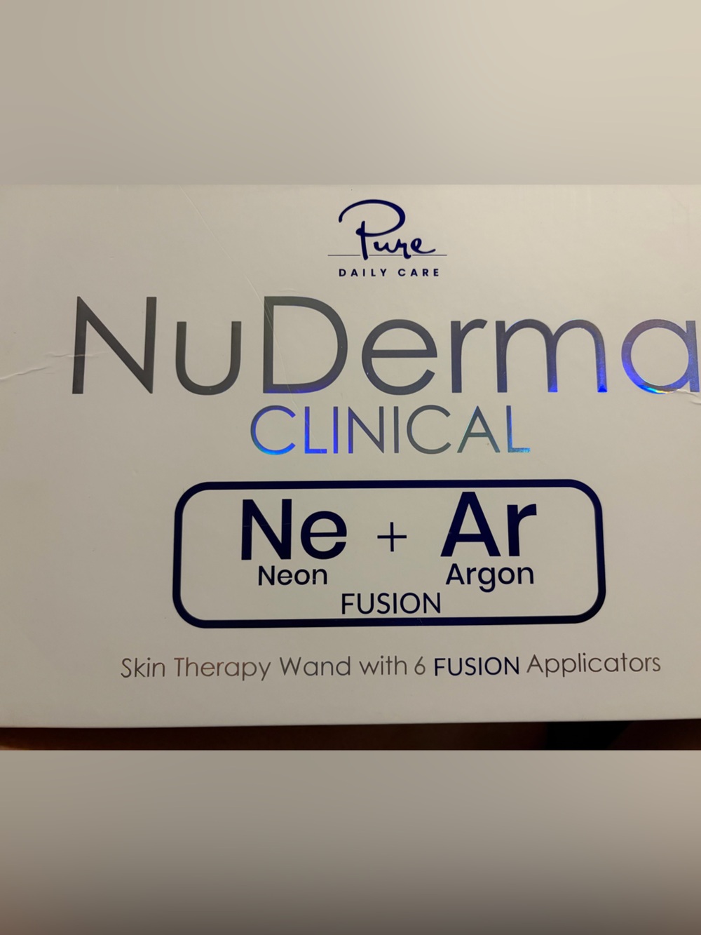 NuDerma Clinical Neon + Argon Skin Therapy Wand - White & Blue